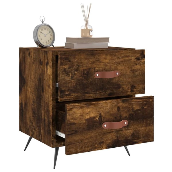 vidaXL Nattbord 2 stk røkt eik 40x35x47,5 cm konstruert tre