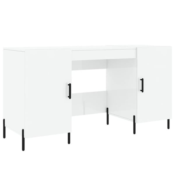 vidaXL Skrivebord høyglans hvit 140x50x75 cm konstruert tre