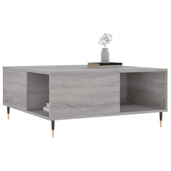 vidaXL Salongbord grå sonoma 80x80x36,5 cm konstruert tre