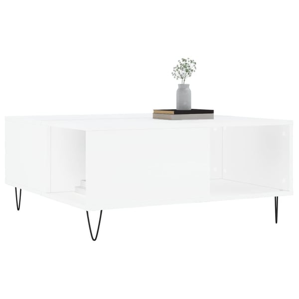 vidaXL Salongbord hvit 80x80x36,5 cm konstruert tre