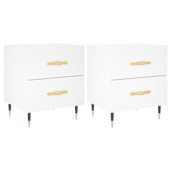 vidaXL Nattbord 2 stk hvit 40x35x47,5 cm konstruert tre