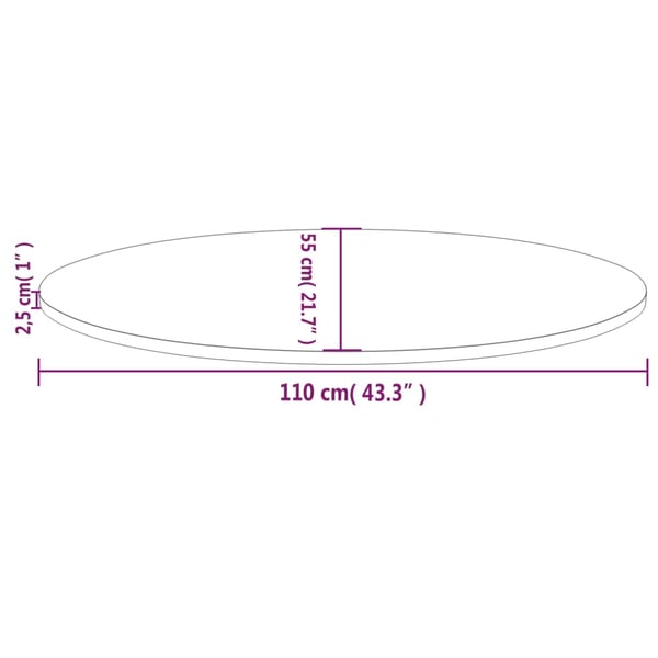 vidaXL bordplade 110x50x2,5 cm oval massivt fyrretræ hvid