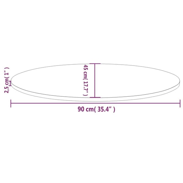 vidaXL Bordplate hvit 90x45x2,5 cm heltre furu rektangulær