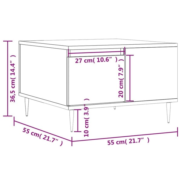 vidaXL Salongbord grå sonoma 55x55x36,5 cm konstruert tre
