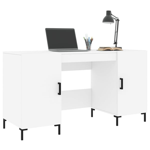 vidaXL Skrivebord hvit 140x50x75 cm konstruert tre