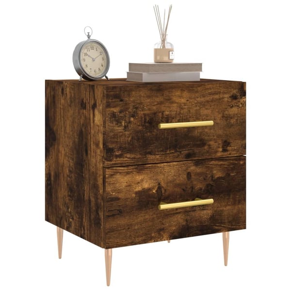 vidaXL Nattbord 2 stk røkt eik 40x35x47,5 cm konstruert tre