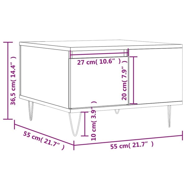 vidaXL Salongbord betonggrå 55x55x36,5 cm konstruert tre