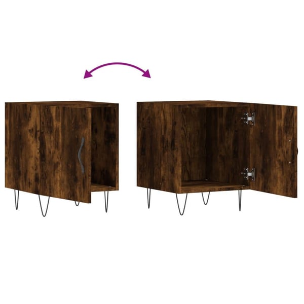 vidaXL Nattbord røkt eik 40x40x50 cm konstruert tre