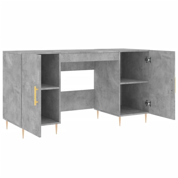 vidaXL Skrivebord betonggrå 140x50x75 cm konstruert tre