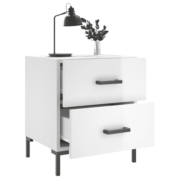 vidaXL Nattbord 2 stk høyglans hvit 40x35x47,5 cm konstruert tre
