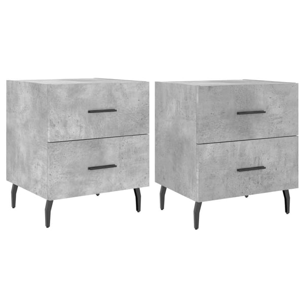 vidaXL Nattbord 2 stk betonggrå 40x35x47,5 cm konstruert tre