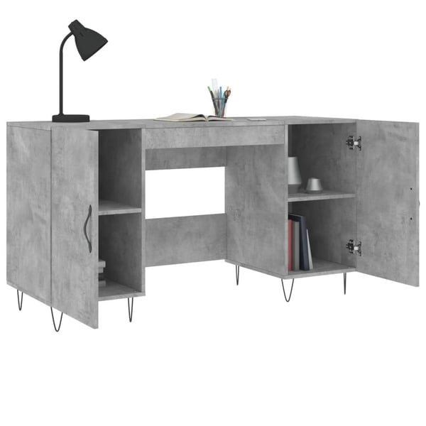 vidaXL Skrivebord betonggrå 140x50x75 cm konstruert tre