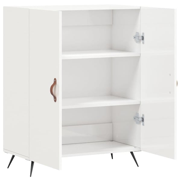 vidaXL Skjenk høyglans hvit 69,5x34x90 cm konstruert tre