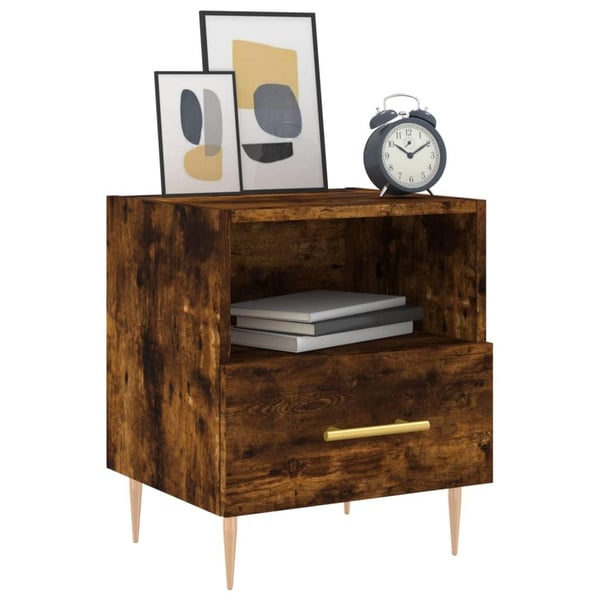 vidaXL Nattbord røkt eik 40x35x47,5 cm konstruert tre