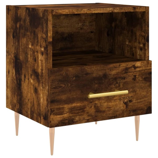 vidaXL sengebord 40x35x47,5 cm konstrueret træ røget egetræ