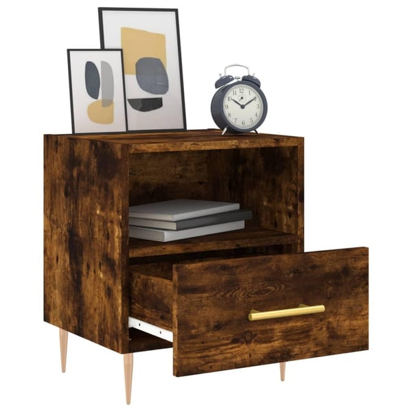 vidaXL Nattbord røkt eik 40x35x47,5 cm konstruert tre