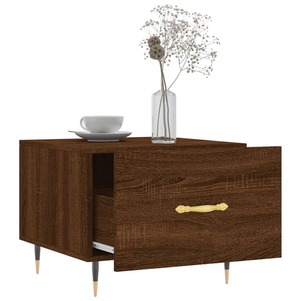 vidaXL sofabord 50x50x40 cm konstrueret træ brun egetræsfarve
