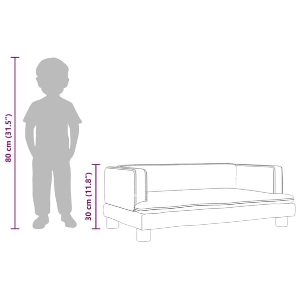 vidaXL Barnsoffa blå 80x45x30 cm sammet