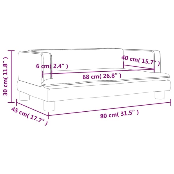 vidaXL Barnsoffa blå 80x45x30 cm sammet