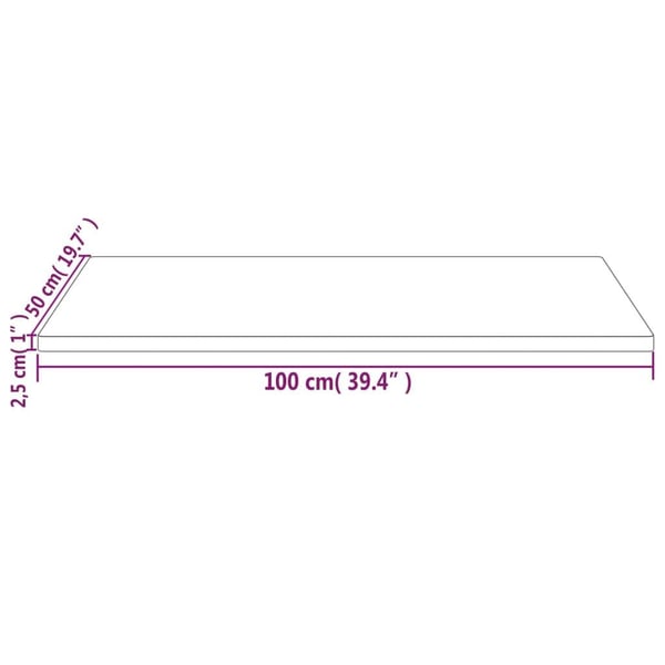 vidaXL Bordplate hvit 100x50x2,5 cm heltre furu rektangulær