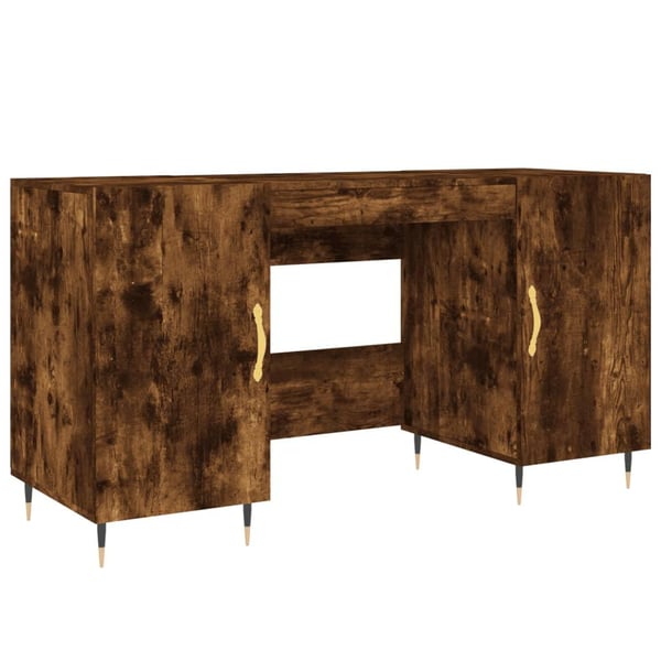 vidaXL Skrivebord røkt eik 140x50x75 cm konstruert tre