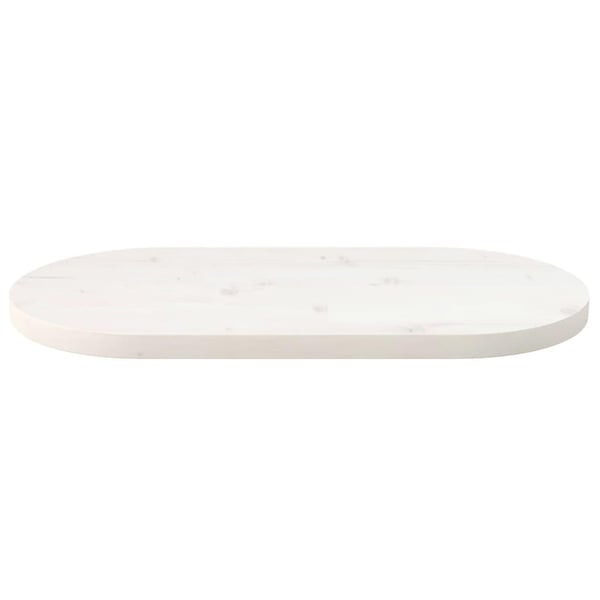 vidaXL bordplade 70x35x2,5 cm oval massivt fyrretræ hvid