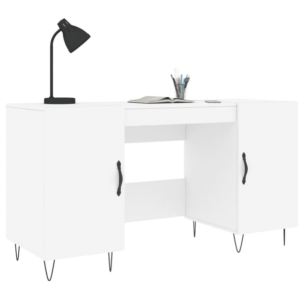 vidaXL Skrivebord hvit 140x50x75 cm konstruert tre