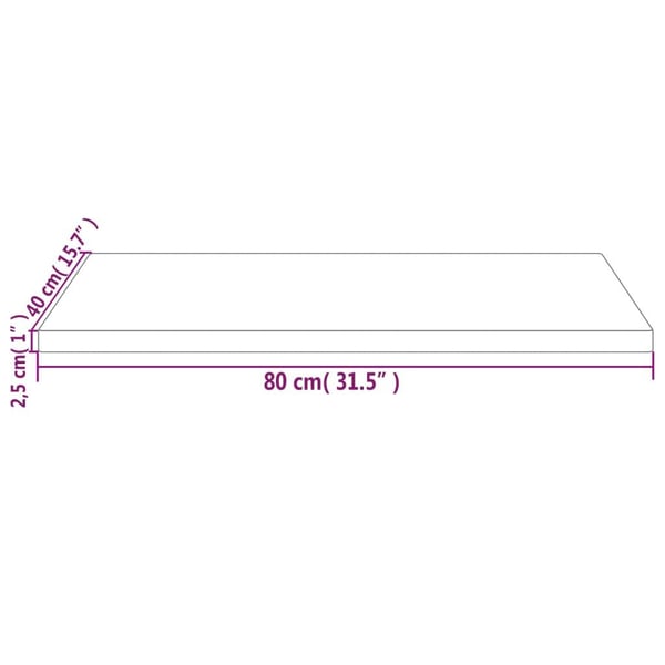 vidaXL Bordplate hvit 80x40x2,5 cm heltre furu rektangulær