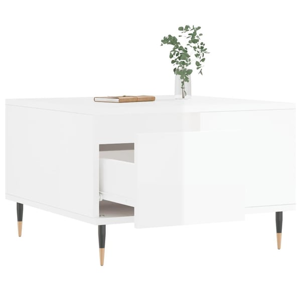 vidaXL sofabord 55x55x36,5 cm konstrueret træ hvid højglans