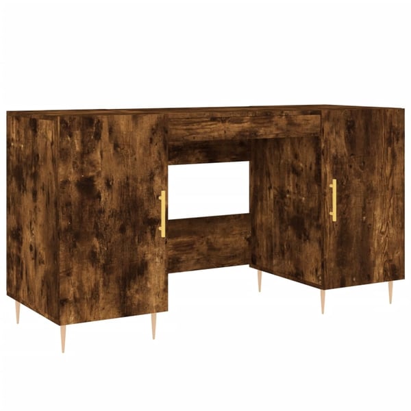 vidaXL Skrivebord røkt eik 140x50x75 cm konstruert tre