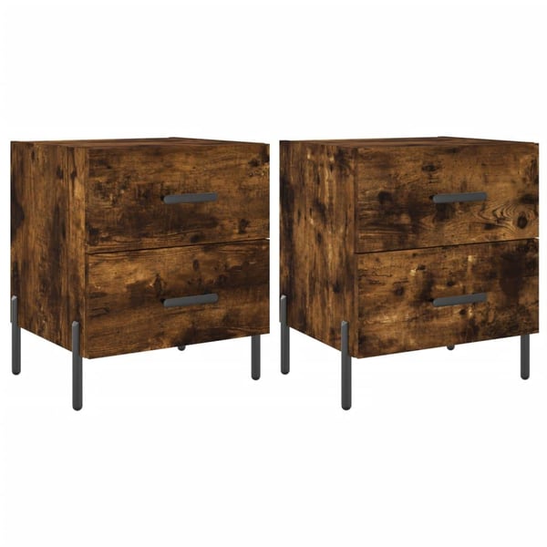 vidaXL sengeborde 2 stk. 40x35x47,5 cm konstrueret træ røget egetræ
