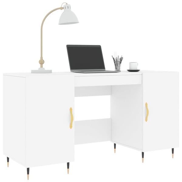 vidaXL Skrivebord hvit 140x50x75 cm konstruert tre
