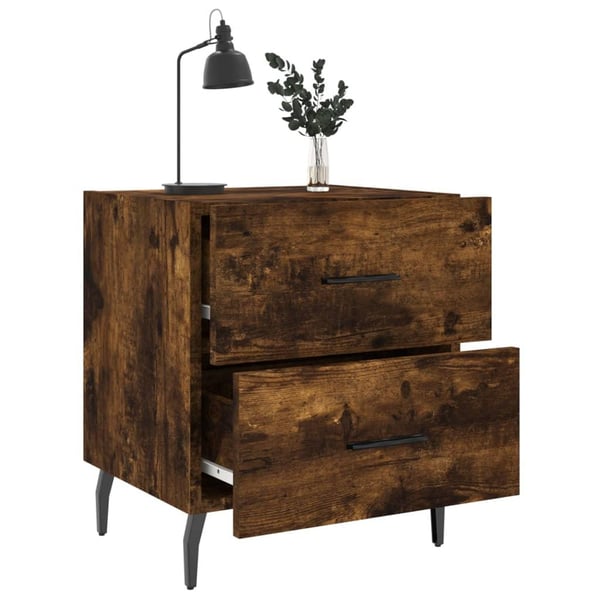 vidaXL sengeborde 2 stk. 40x35x47,5 cm konstrueret træ røget egetræ