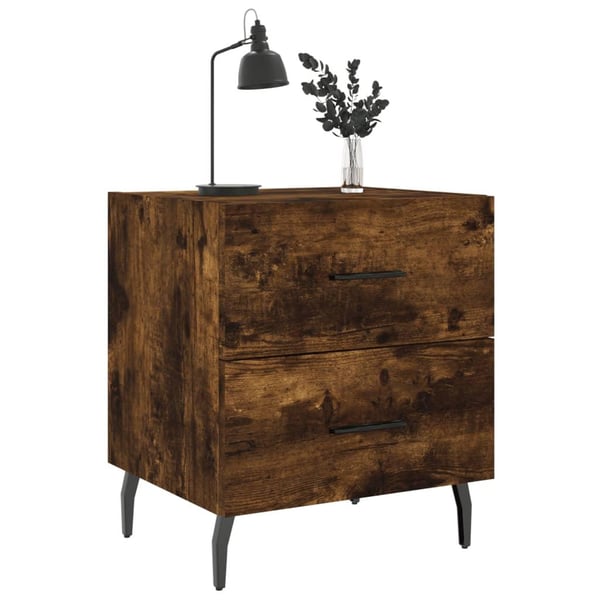 vidaXL sengeborde 2 stk. 40x35x47,5 cm konstrueret træ røget egetræ