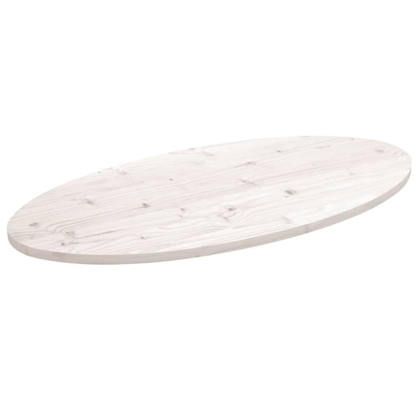 vidaXL Bordplate hvit 100x50x2,5 cm heltre furu oval