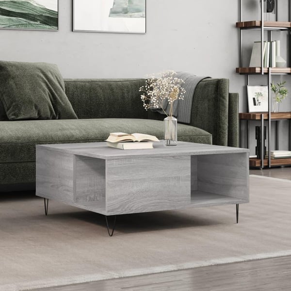 vidaXL Sohvapöytä harmaa Sonoma 80x80x36,5 cm tekninen puu