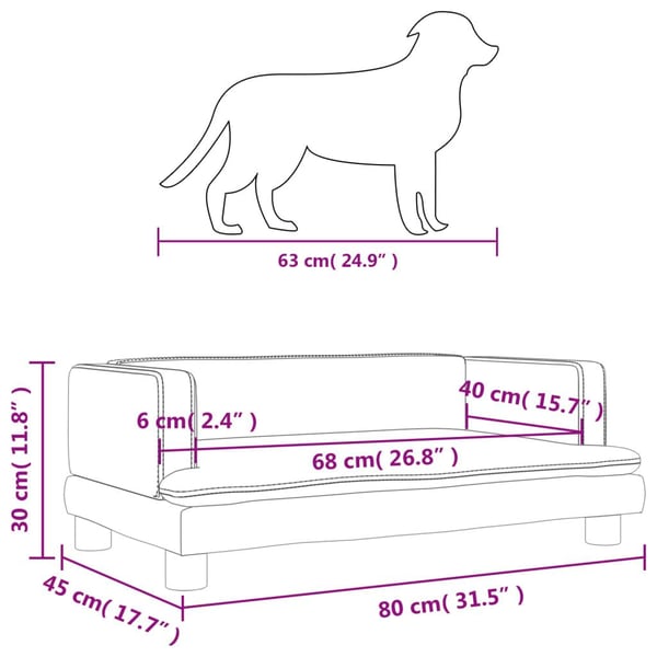 vidaXL hundeseng 80x45x30 cm velour lyserød