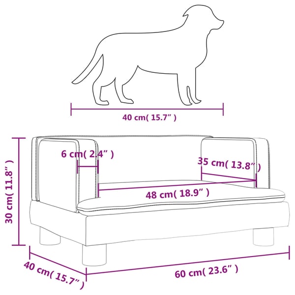vidaXL hundeseng 60x40x30 cm velour lysegrå