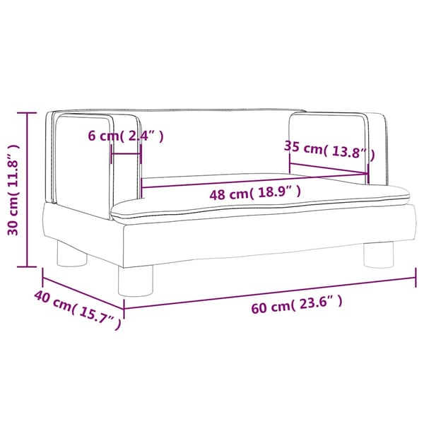 vidaXL sofa til børn 60x40x30 cm kunstlæder brun