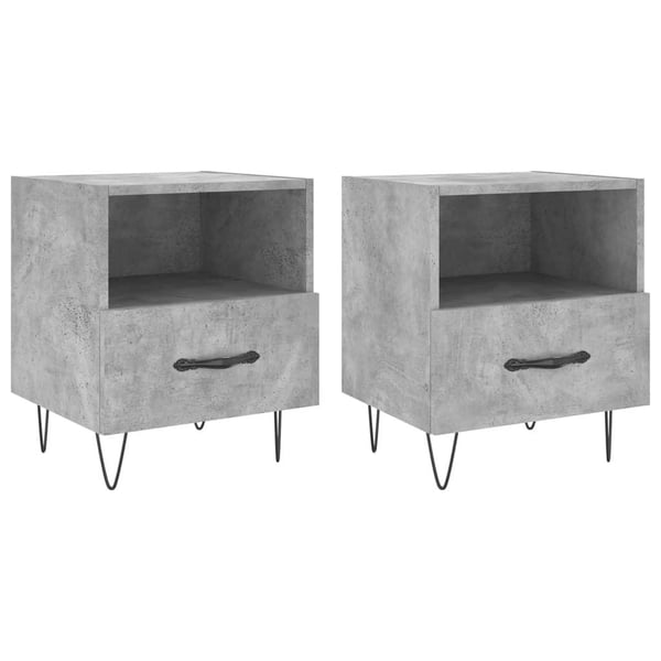 vidaXL Yöpöydät 2 kpl betoninharmaa 40x35x47,5 cm tekninen puu