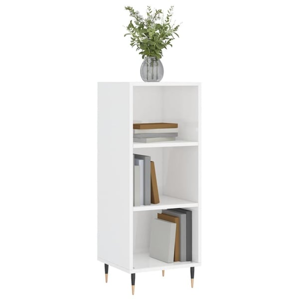 vidaXL Skjenk høyglans hvit 34,5x32,5x90 cm konstruert tre