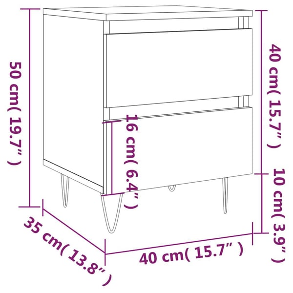 vidaXL Nattbord 2 stk røkt eik 40x35x50 cm konstruert tre