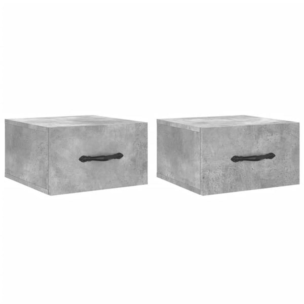 vidaXL Veggmonterte nattbord 2 stk betonggrå 35x35x20 cm