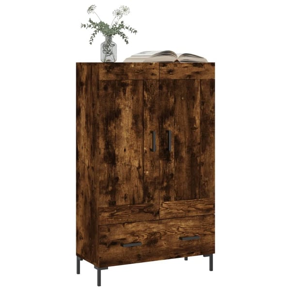 vidaXL Highboard røkt eik 69,5x31x115 cm konstruert tre