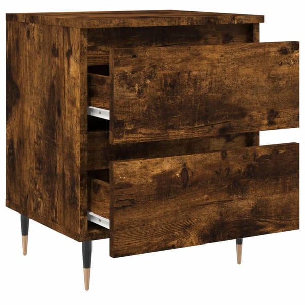 vidaXL sengeborde 2 stk. 40x35x50 cm røget egetræsfarve