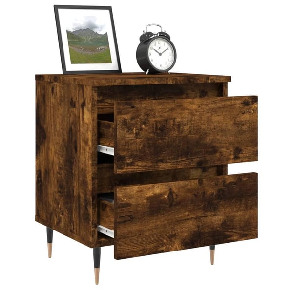 vidaXL sengeborde 2 stk. 40x35x50 cm røget egetræsfarve