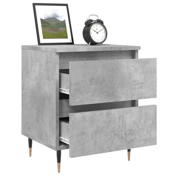 vidaXL Nattbord 2 stk betonggrå 40x35x50 cm konstruert tre