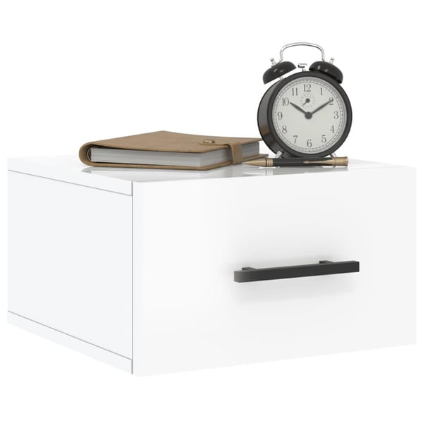 vidaXL Veggmonterte nattbord 2 stk høyglans hvit 35x35x20 cm