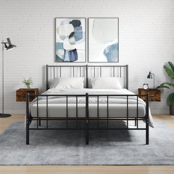 vidaXL væghængte sengeborde 2 stk. 35x35x20 cm røget egetræsfarve