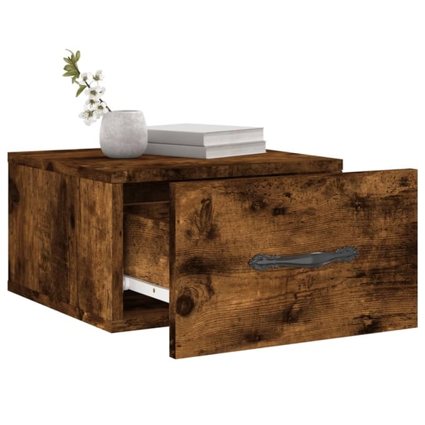 vidaXL Veggmonterte nattbord 2 stk røkt eik 35x35x20 cm